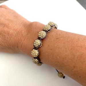 Gold and Crystals Shambala Bracelet